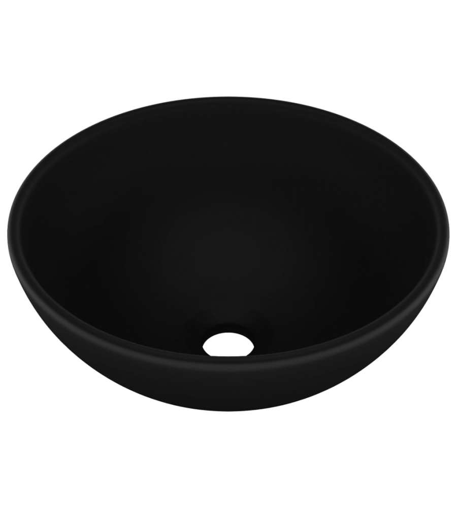 Lavandino Lusso Rotondo Nero Opaco 32,5x14 cm in Ceramica