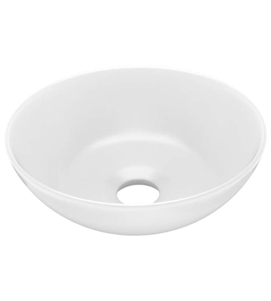 Lavandino da Bagno in Ceramica Bianco Opaco Rotondo