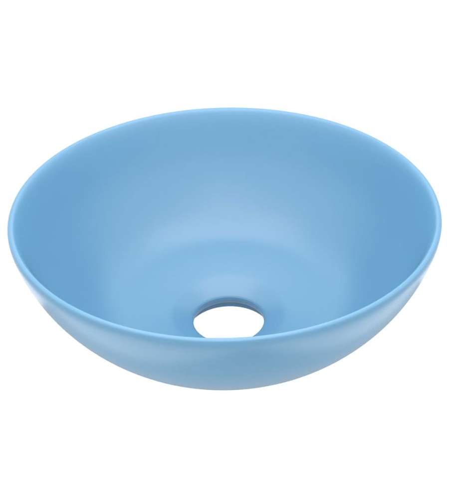 Lavandino da Bagno in Ceramica Azzurro Rotondo