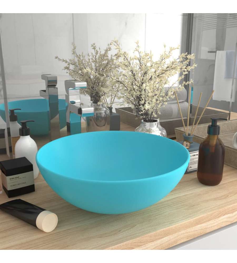 Lavandino da Bagno in Ceramica Verde Chiaro Rotondo