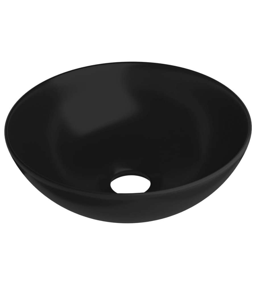 Lavandino da Bagno in Ceramica Nero Opaco Rotondo
