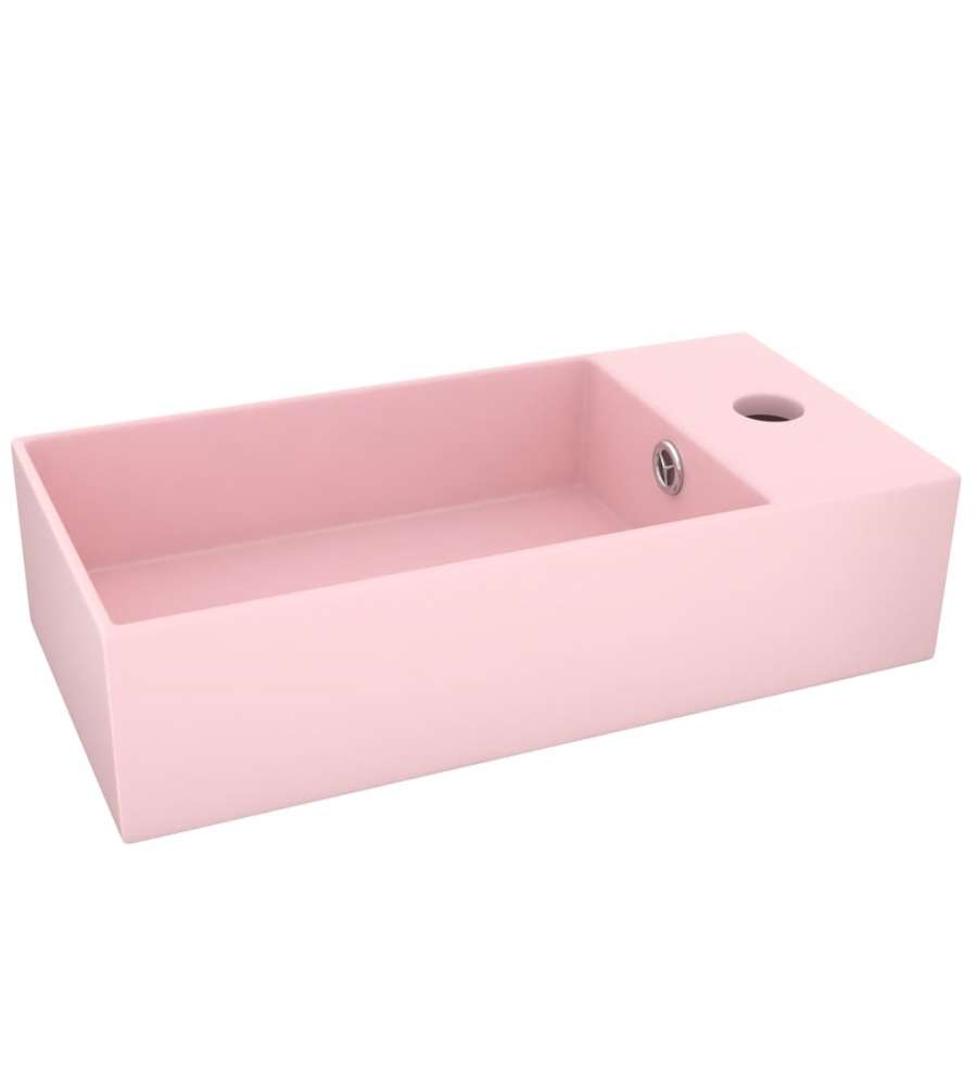 Lavandino con Troppopieno in Ceramica Rosa Opaco