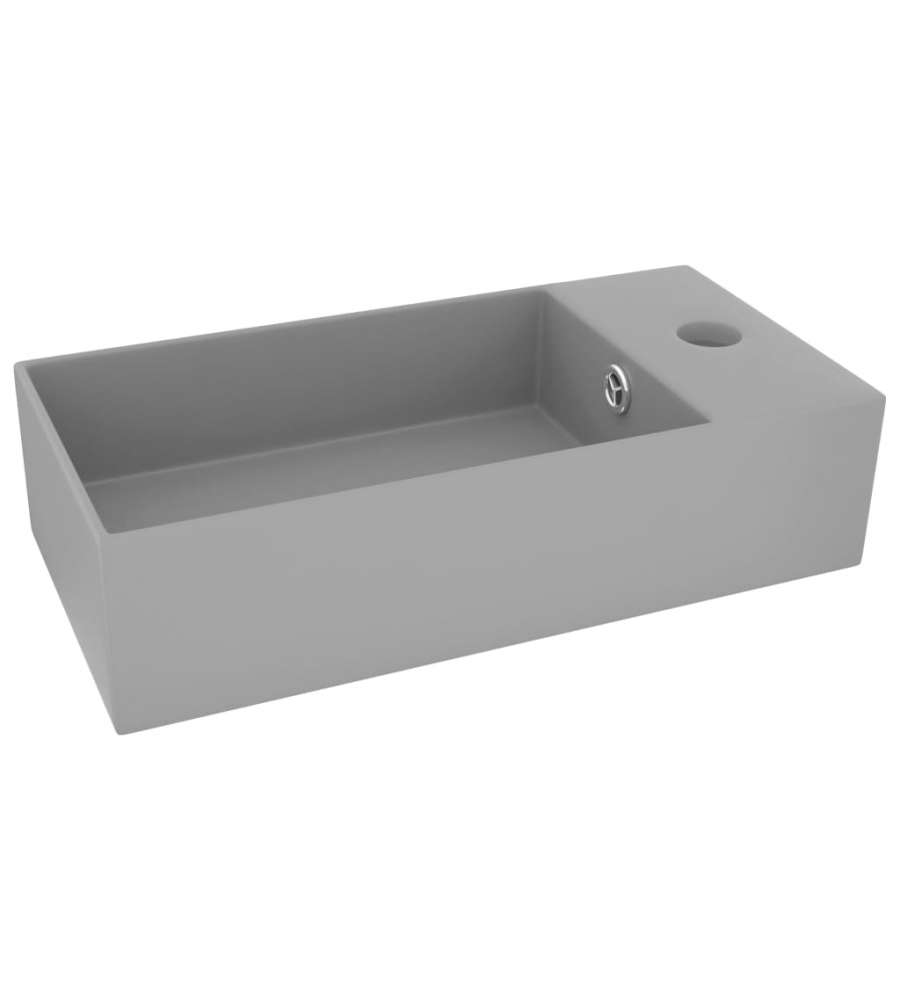 Lavandino con Troppopieno in Ceramica Grigio Chiaro