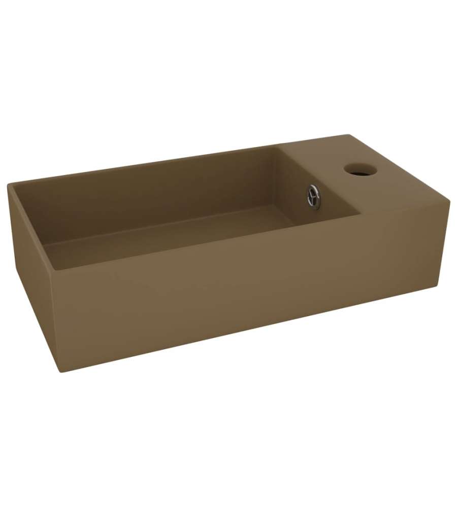 Lavandino con Troppopieno in Ceramica Crema Opaco