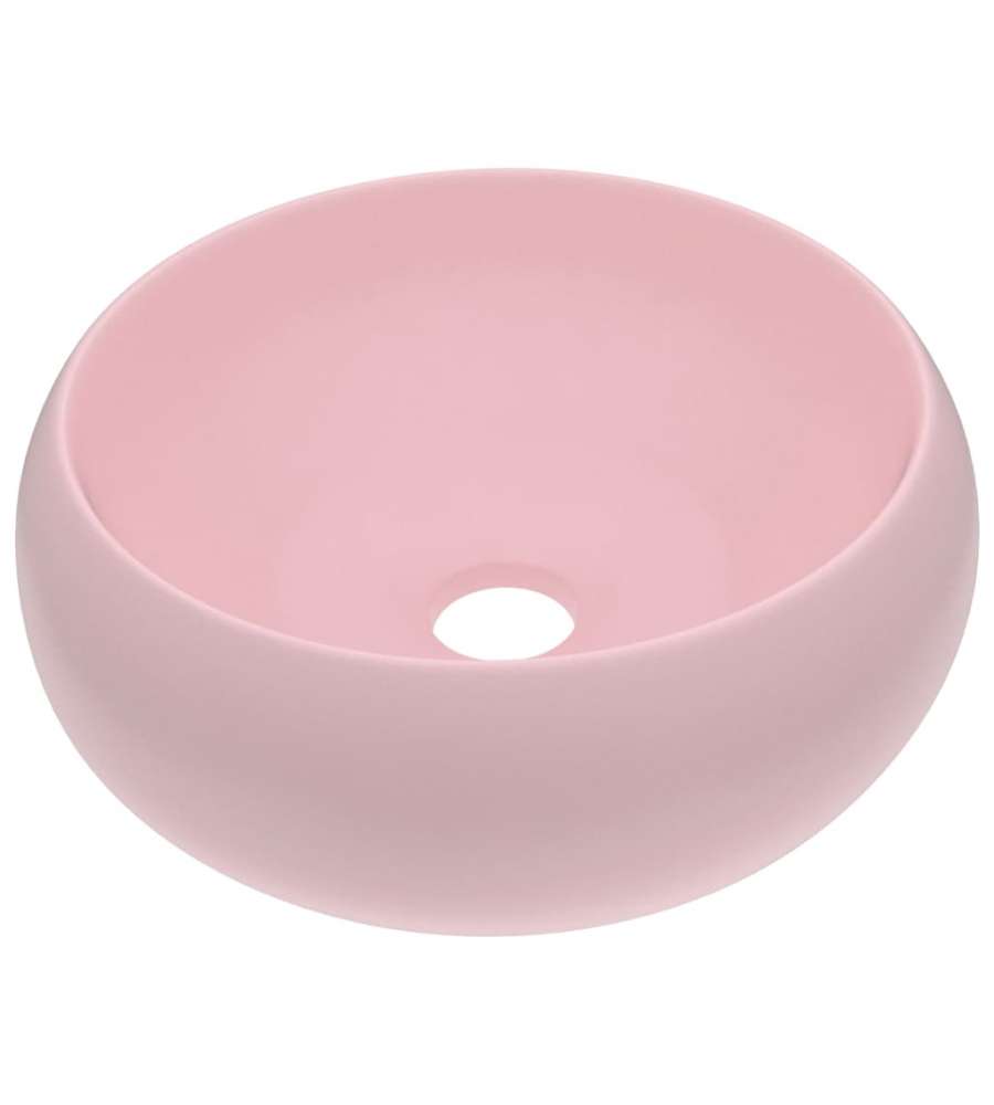 Lavandino Lusso Rotondo Rosa Opaco 40x15 cm in Ceramica