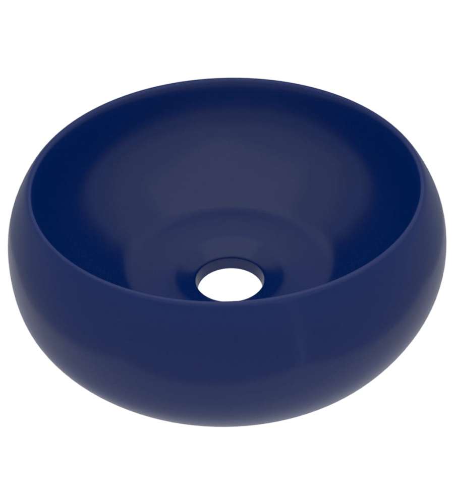 Lavandino Lusso Rotondo Blu Scuro Opaco 40x15 cm in Ceramica