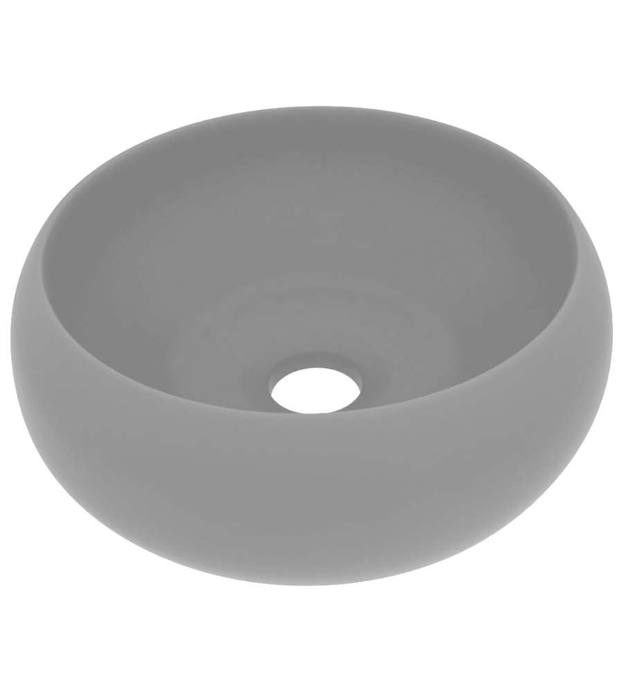 Lavandino Lusso Rotondo Grigio Chiaro Opaco 40x15cm in Ceramica