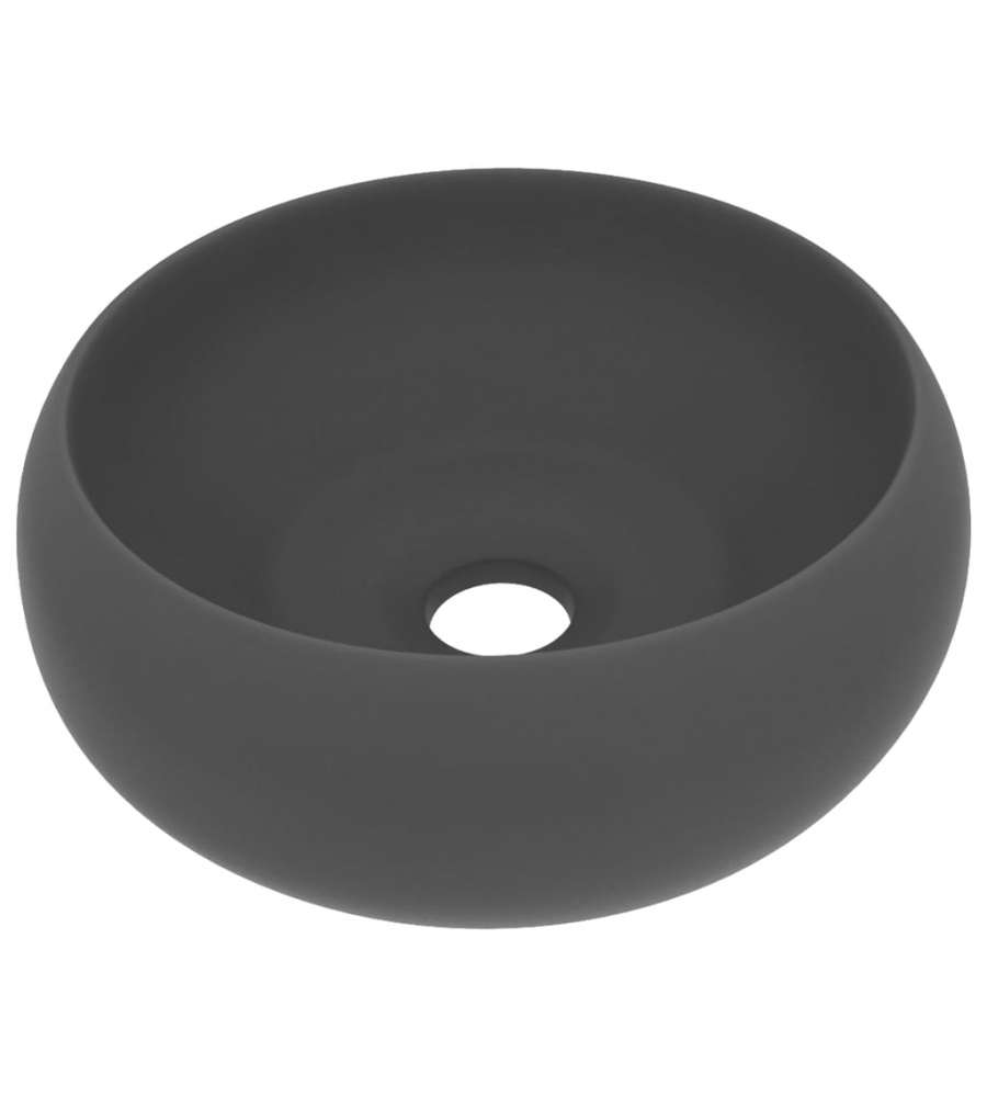 Lavandino Lusso Rotondo Grigio Scuro Opaco 40x15 cm in Ceramica
