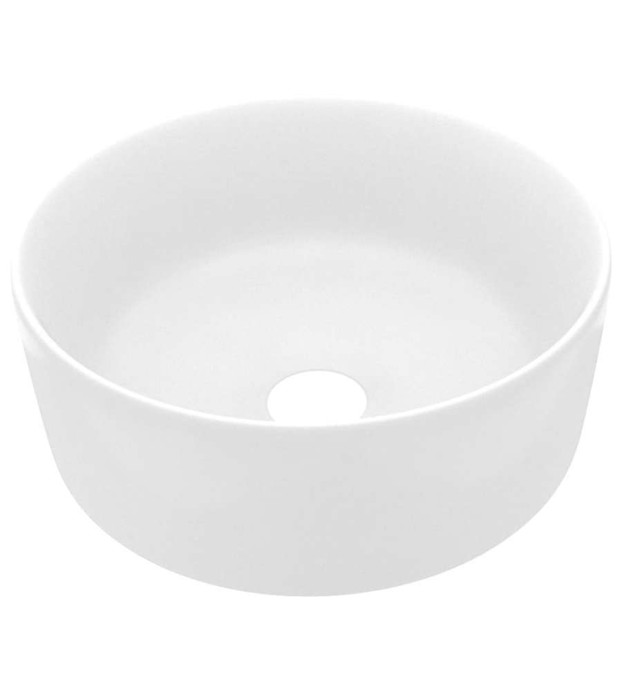 Lavandino Lusso Rotondo Bianco Opaco 40x15 cm in Ceramica