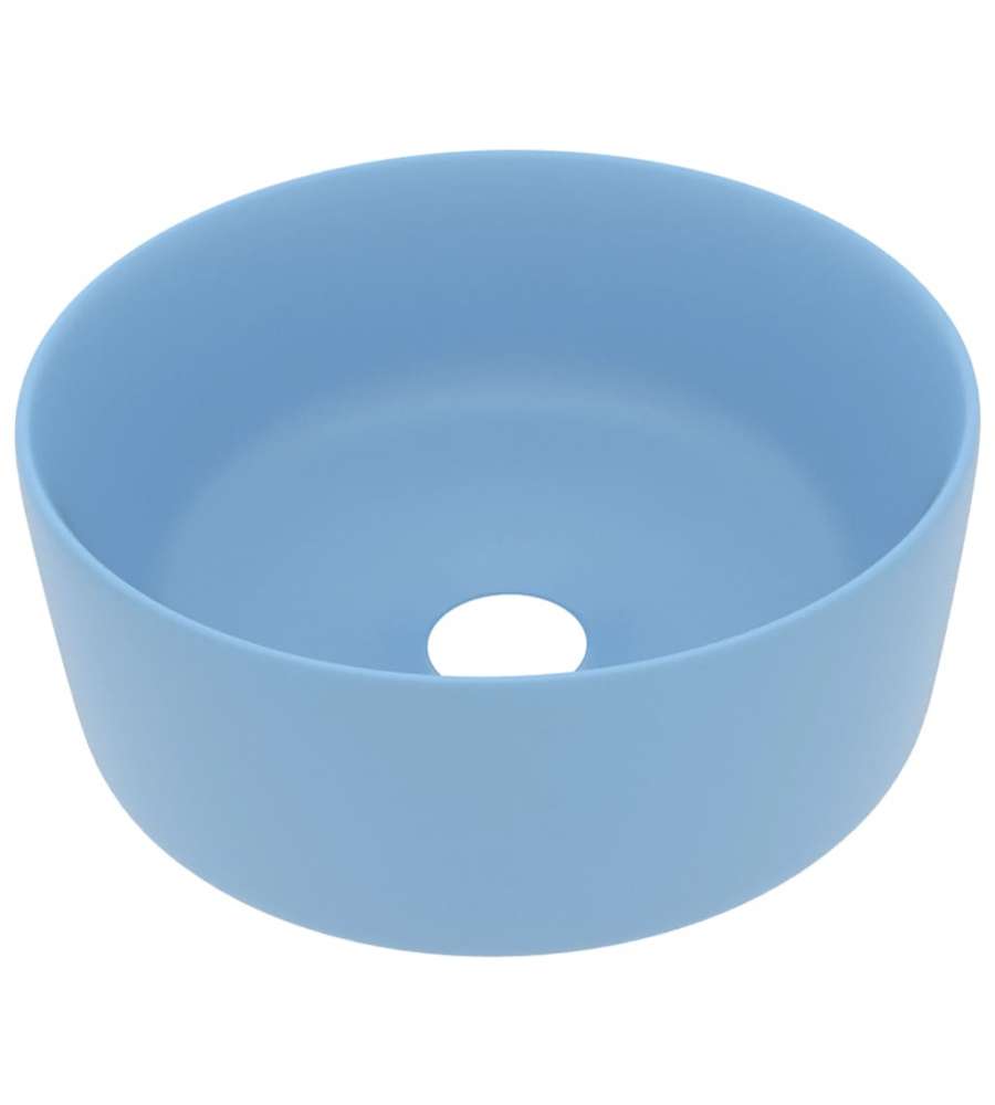 Lavandino Lusso Rotondo Azzurro Opaco 40x15 cm in Ceramica