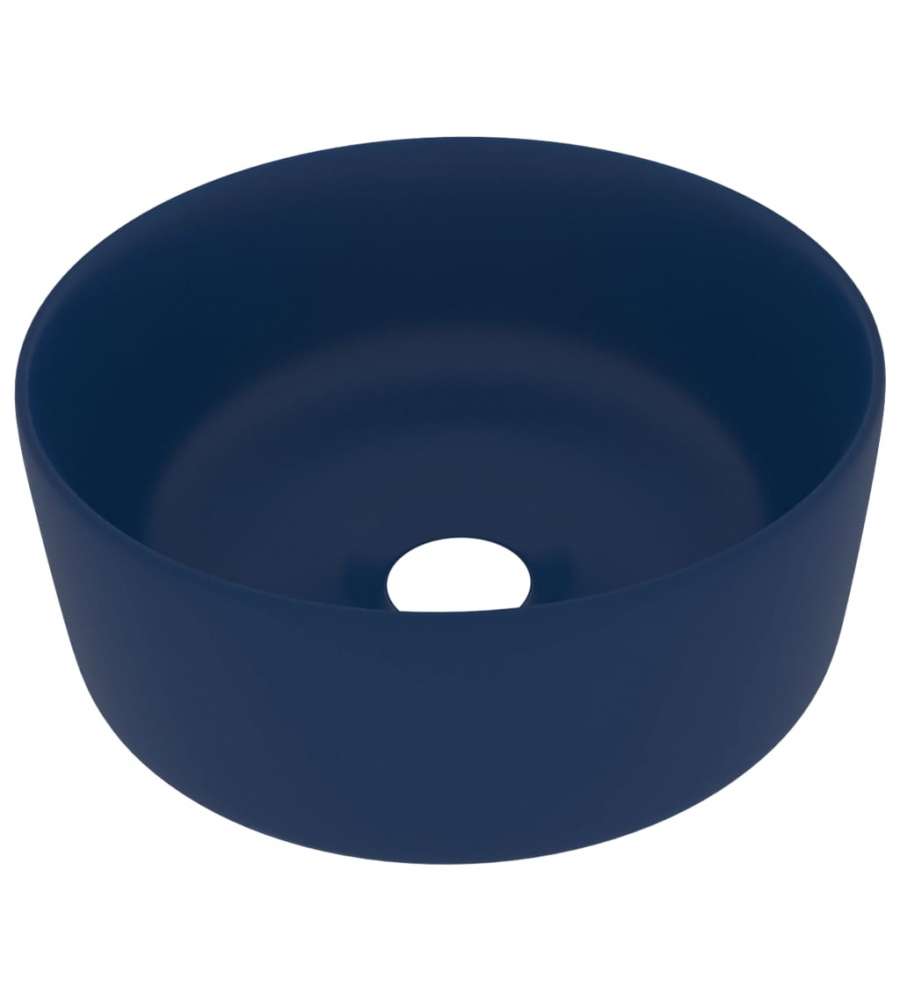 Lavandino Lusso Rotondo Blu Scuro Opaco 40x15 cm in Ceramica