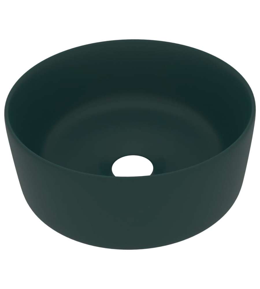 Lavandino Lusso Rotondo Verde Scuro Opaco 40x15 cm in Ceramica