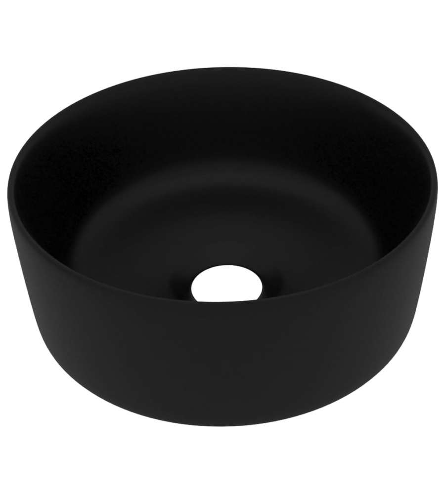 Lavandino Lusso Rotondo Nero Opaco 40x15 cm in Ceramica