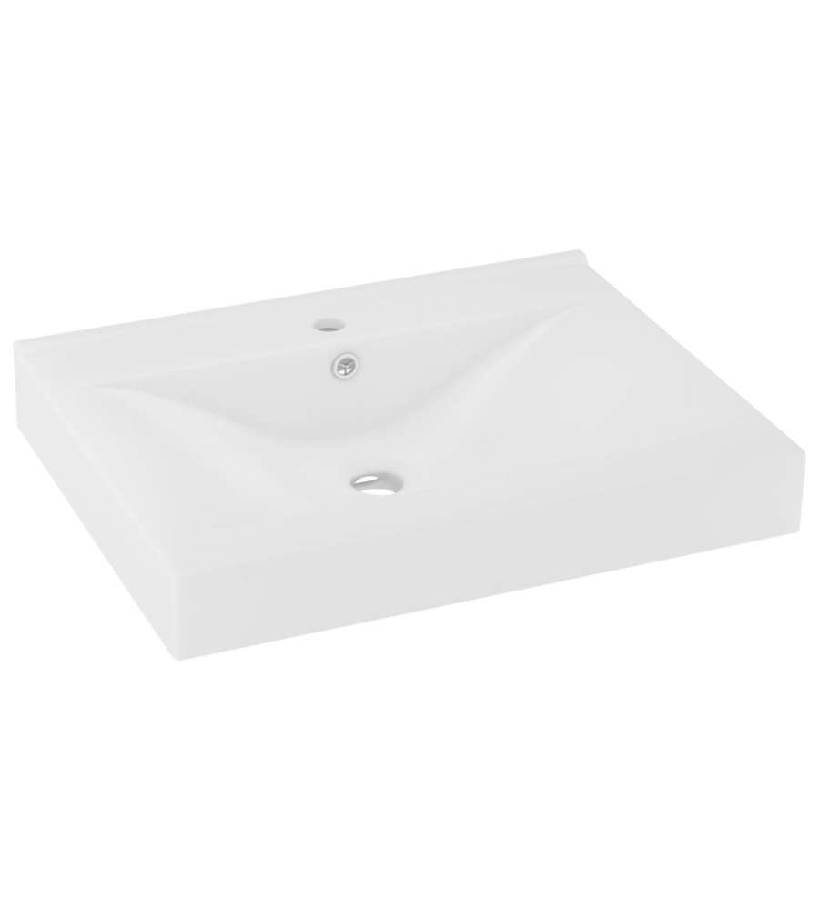 Lavandino con Foro Rubinetto Bianco Opaco 60x46 cm in Ceramica