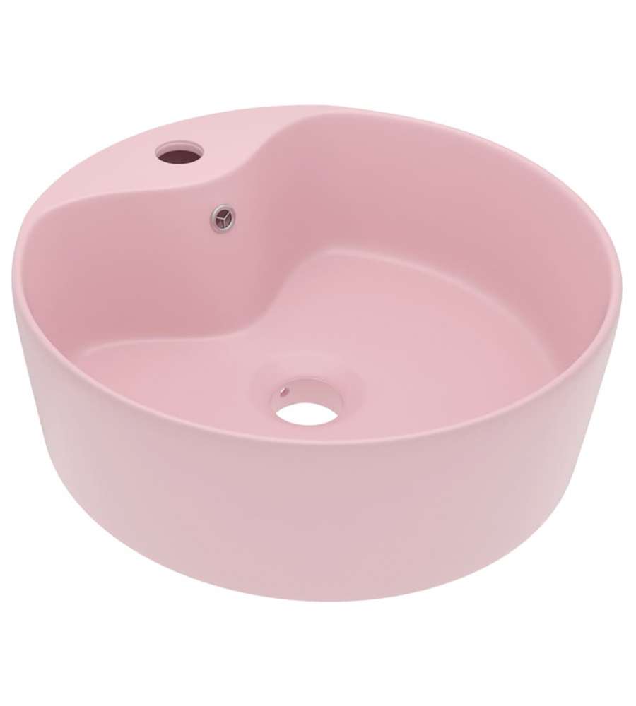 Lavandino con Troppopieno Rosa Opaco 36x13 cm in Ceramica