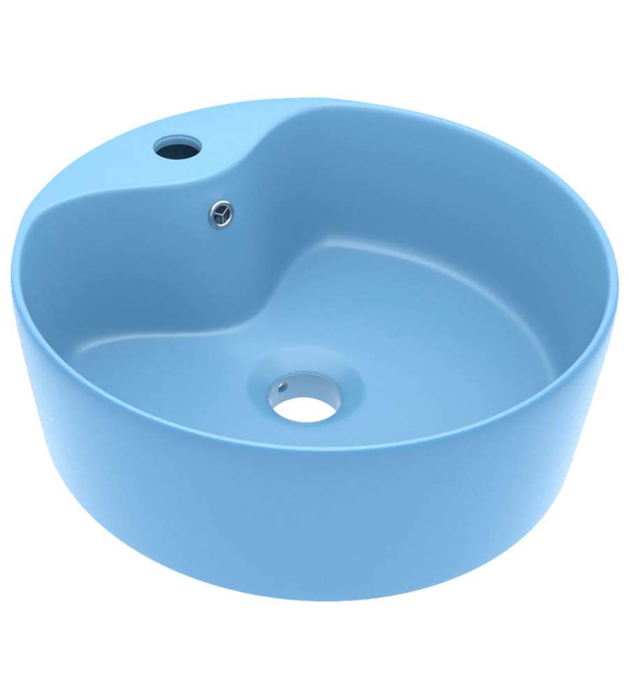 Lavandino con Troppopieno Azzurro Opaco 36x13 cm in Ceramica