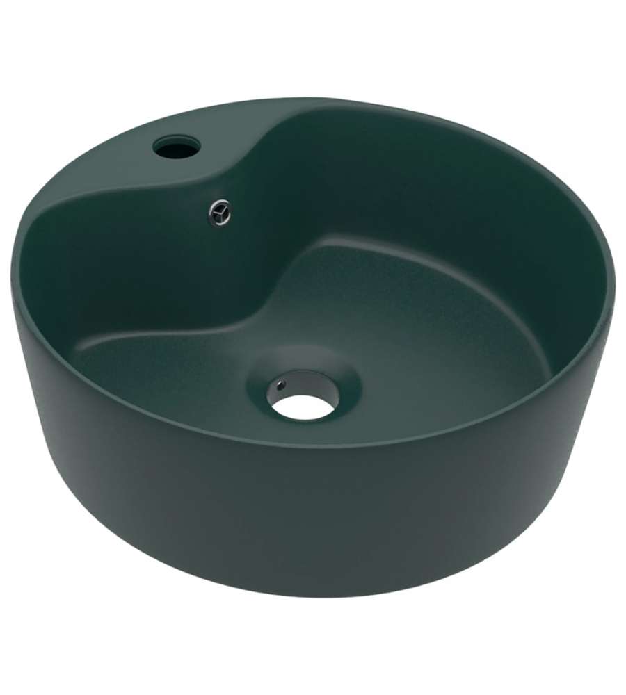 Lavandino con Troppopieno Verde Scuro Opaco 36x13cm in Ceramica