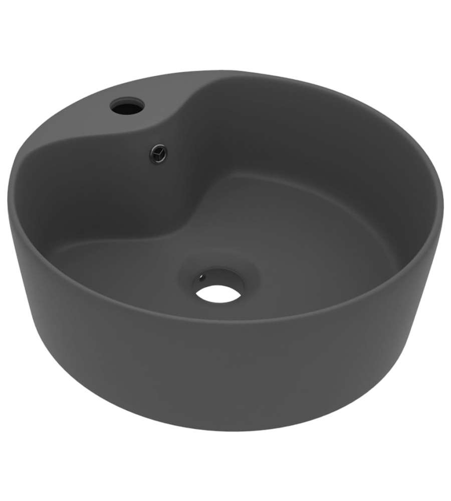 Lavandino con Troppopieno Grigio Scuro Opaco 36x13 cm Ceramica