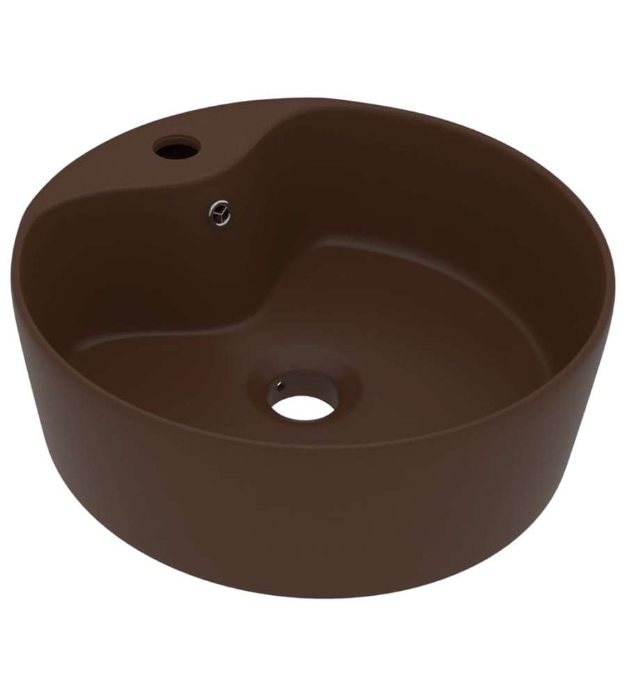 Lavandino con Troppopieno Marrone Scuro Opaco 36x13 cm Ceramica