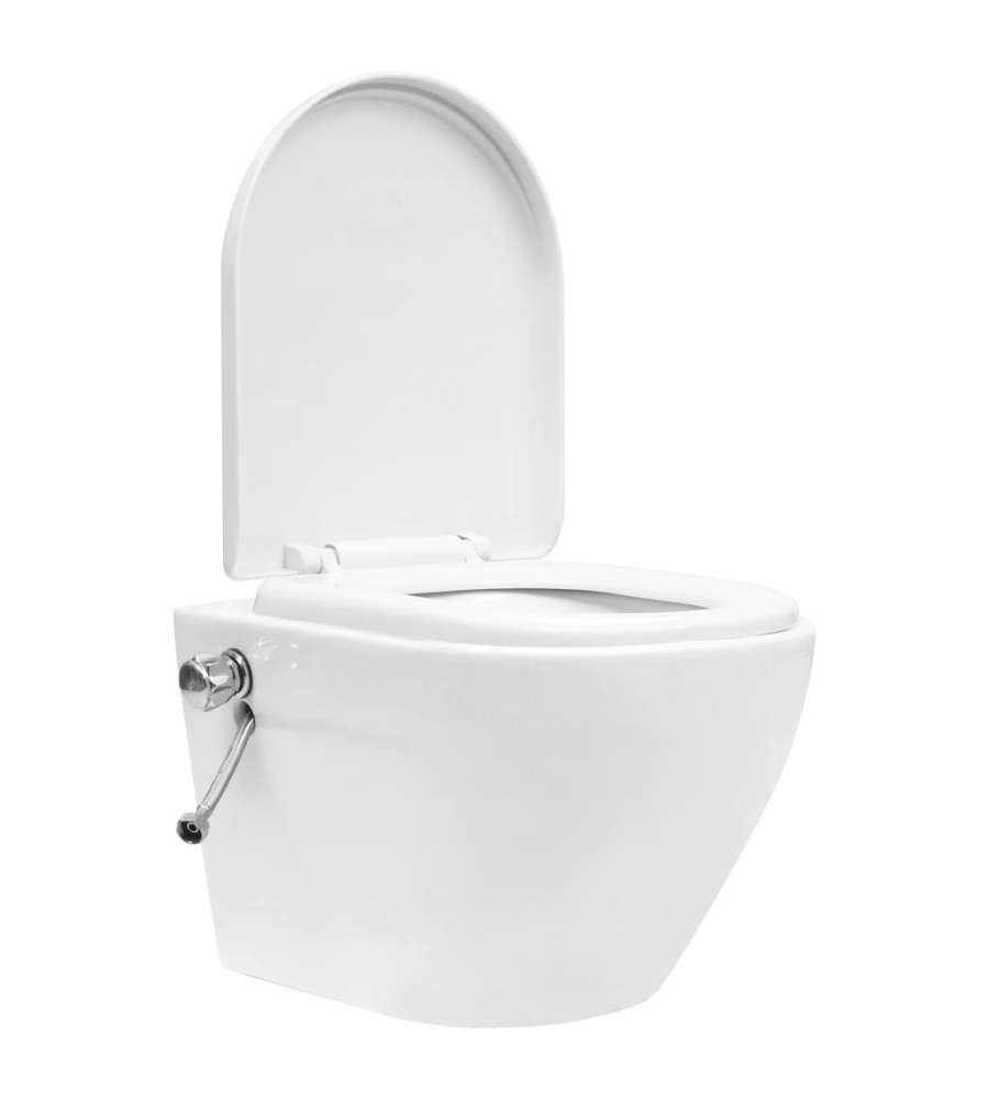 WC a Muro senza Bordo con Sciacquone Nascosto Ceramica Bianco