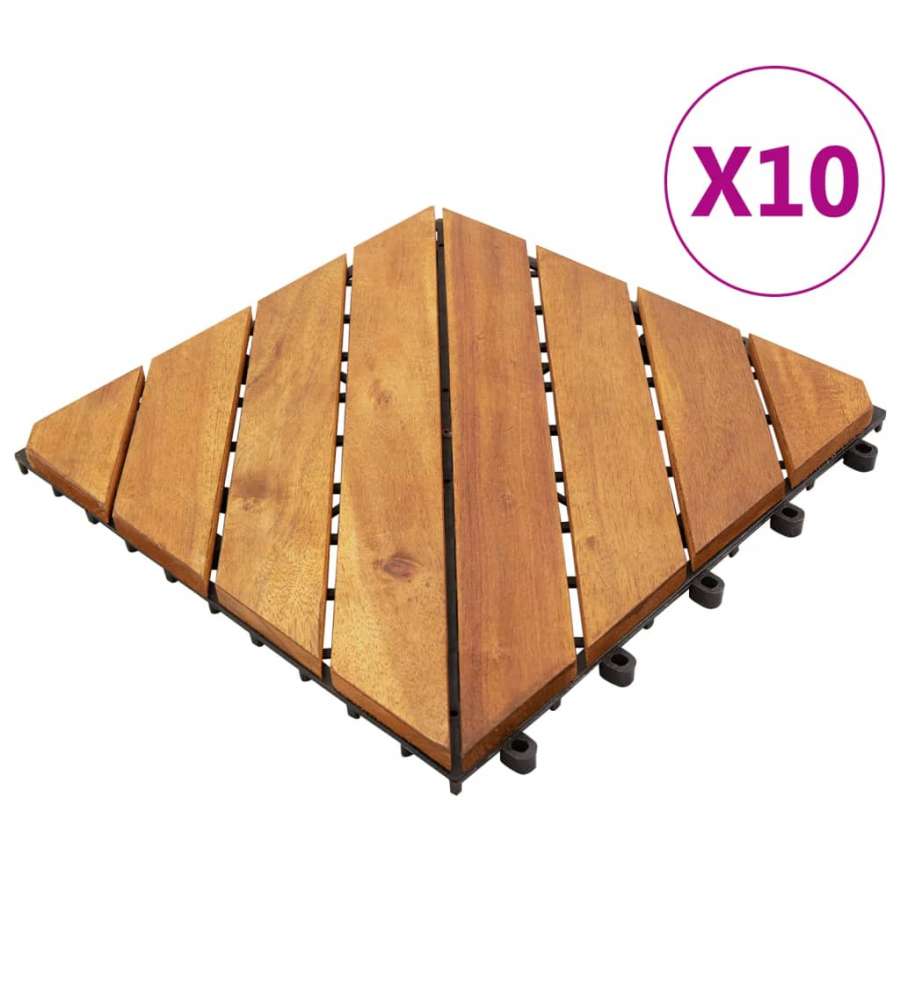 Pannelli Decking 10 pz 30x30cm Massello d'Acacia
