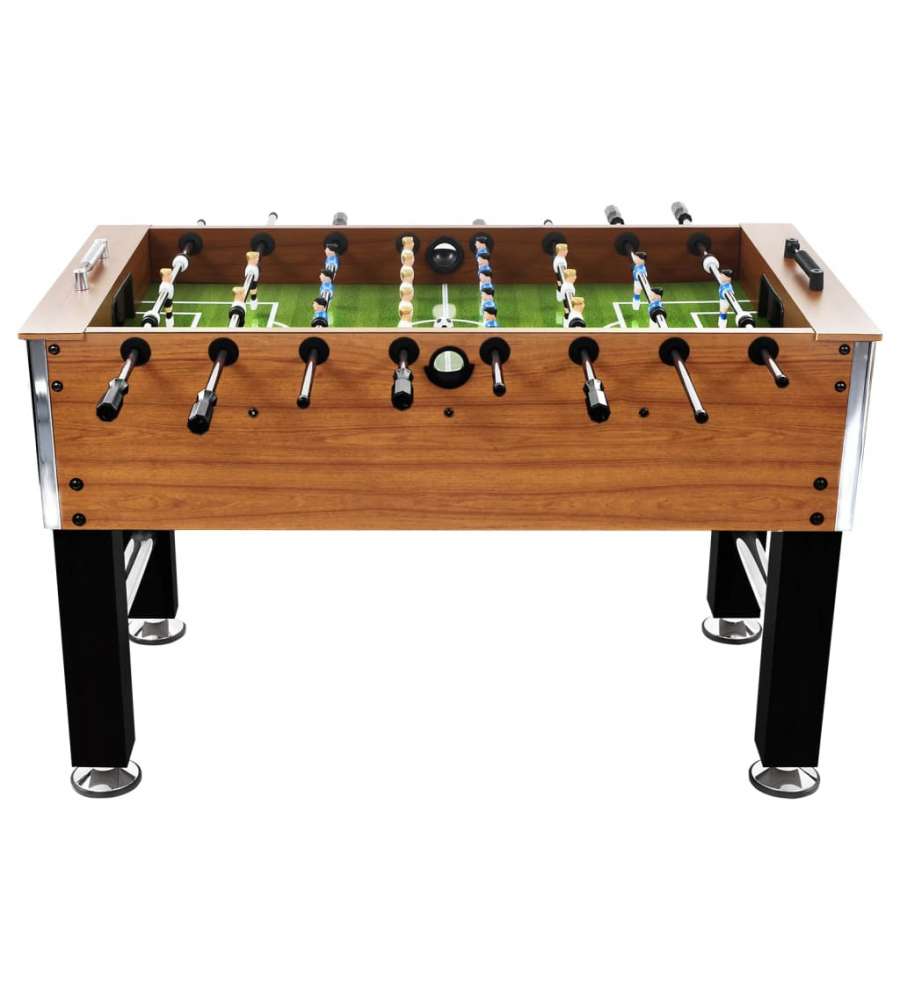 Tavolo Calcio Balilla Acciaio 140x74,5x87,5cm Marroncino e Nero
