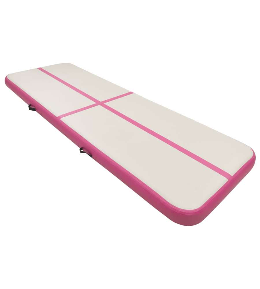 Tappetino Ginnastica Gonfiabile con Pompa 300x100x15cm PVC Rosa