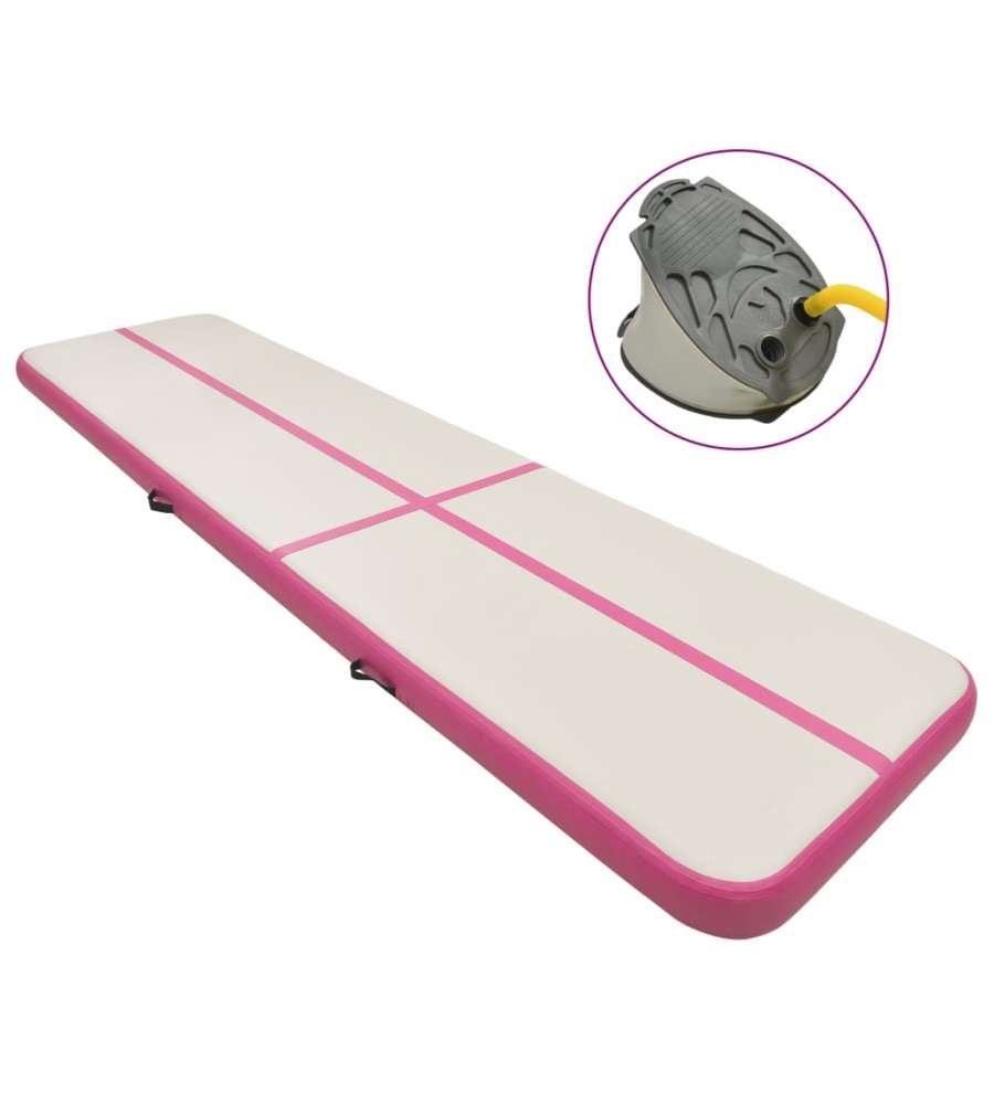 Tappetino Ginnastica Gonfiabile con Pompa 700x100x20cm PVC Rosa