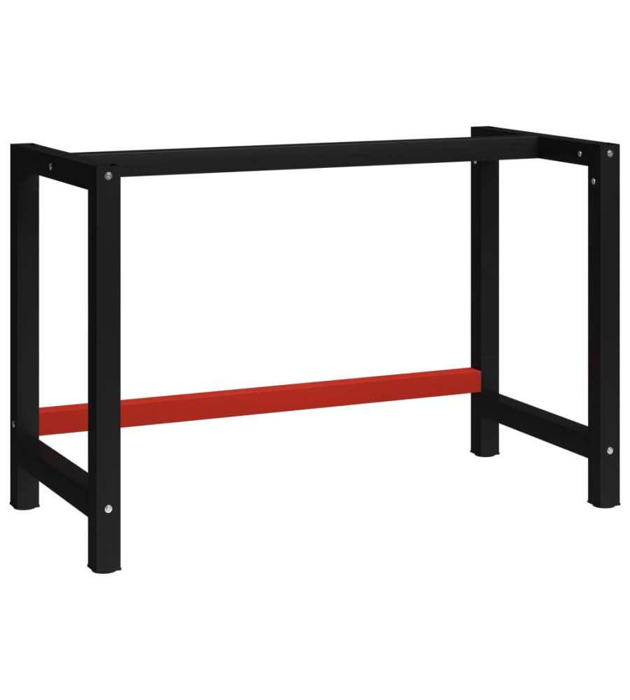 Telaio per Banco da Lavoro in Metallo 120x57x79 cm Nero e Rosso