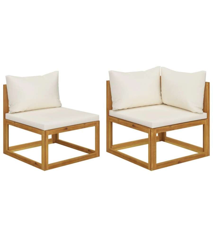 vidaXL Set Divani da Giardino - Bianco Crema - 2 pz