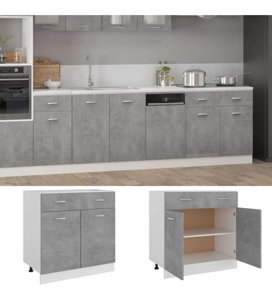 Armadio con Cassetto Grigio Cemento 80x46x81,5 cm in Truciolato