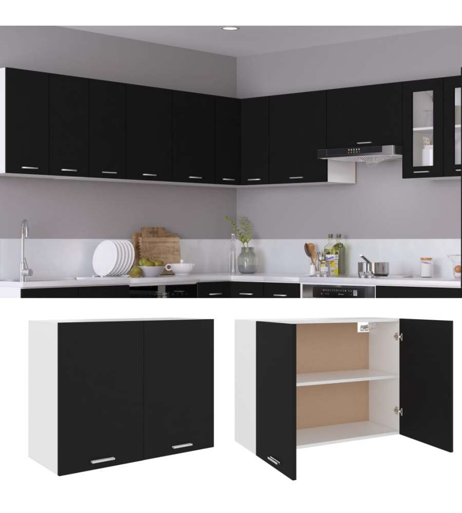 Armadio Sospeso Nero 80x31x60 cm in Truciolato