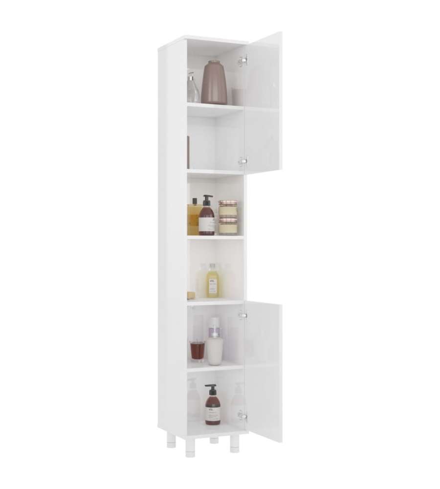 vidaXL Armadio da Bagno - Bianco Lucido - 30x30x179 cm