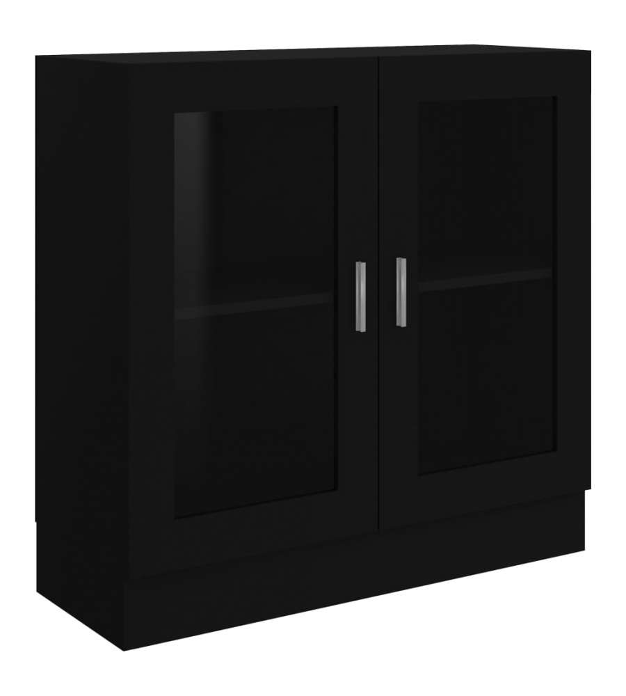 Armadietto con Vetrina Nero 82,5x30,5x80 cm in Truciolato