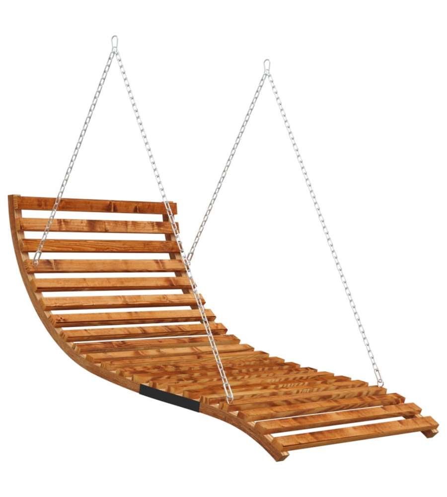 Letto a Dondolo in Legno Ricurvo Finitura Teak 115x147x46 cm