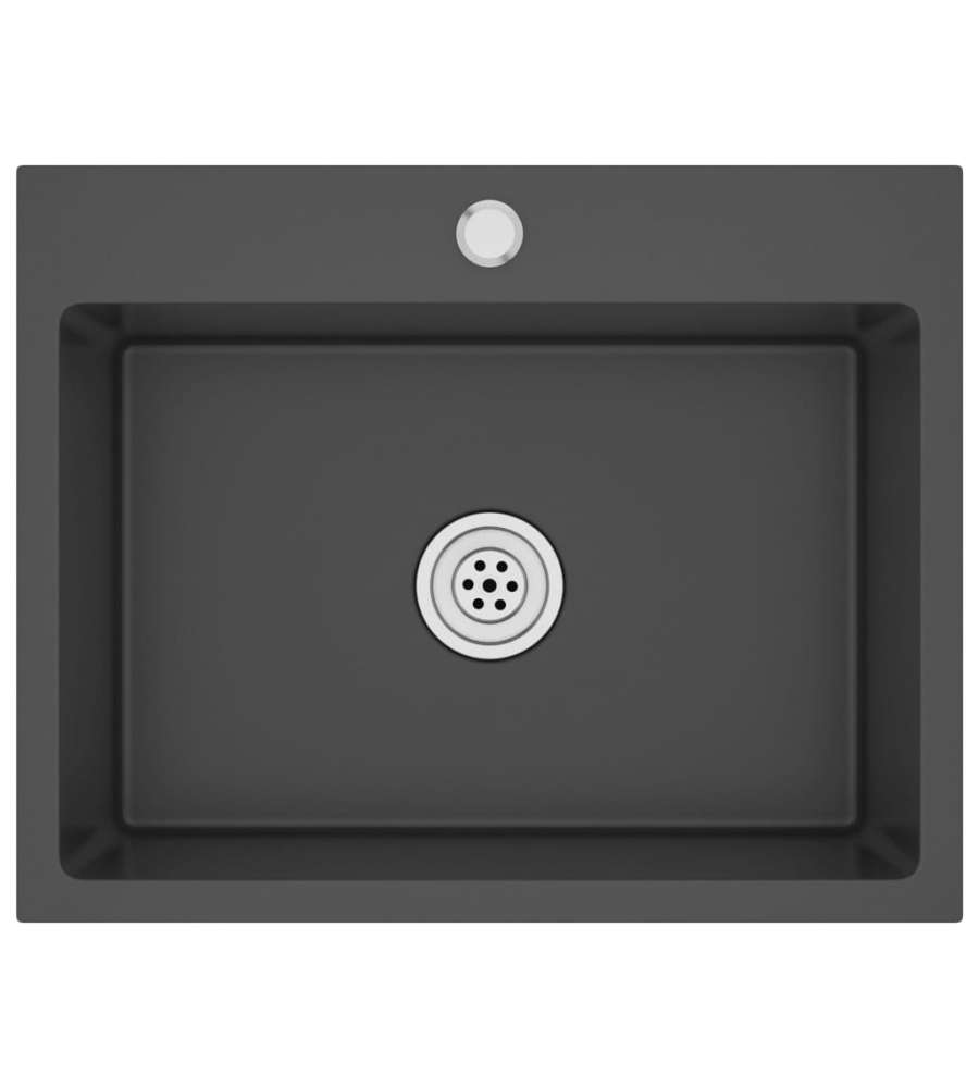 Lavello da Cucina 1 vasca Nero Acciaio Inox 55x44x20 cm