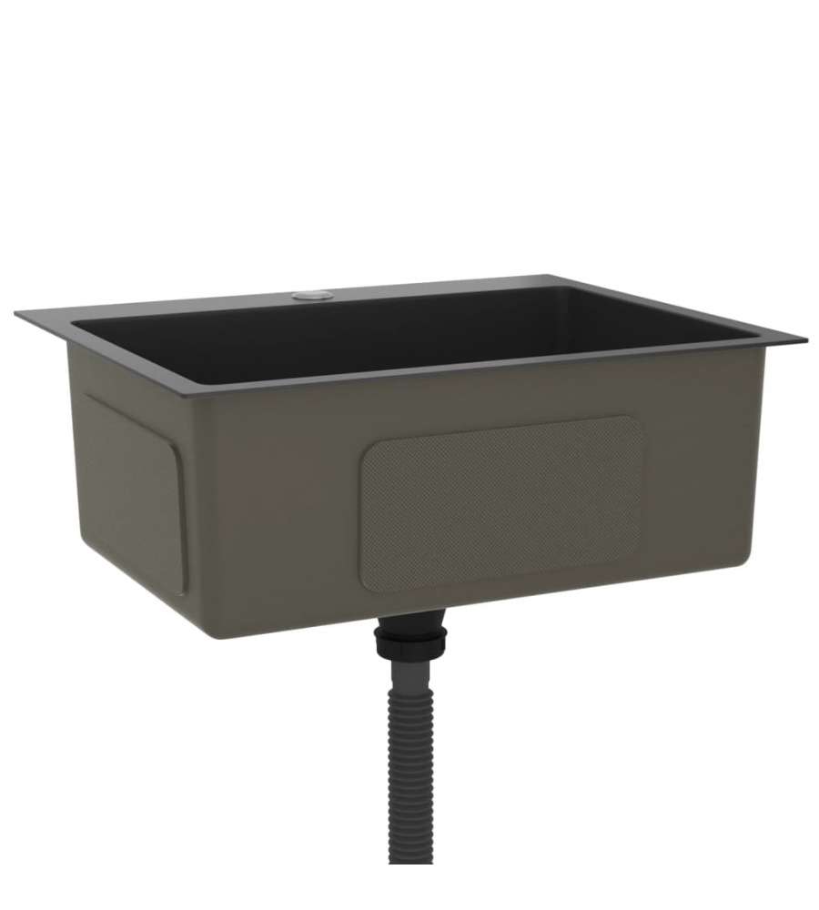 Lavello da Cucina 1 vasca Nero Acciaio Inox 55x44x20 cm