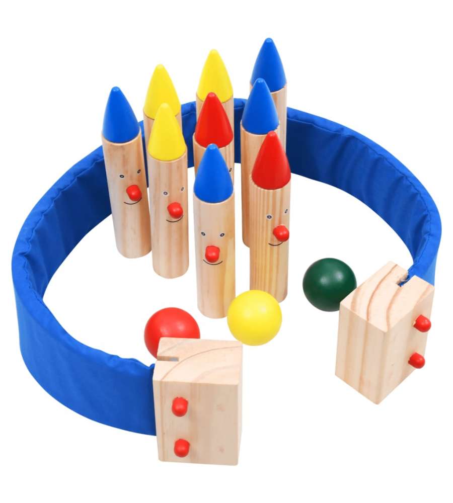 Gioco di Bowling Multicolore in Legno Massello di Pino