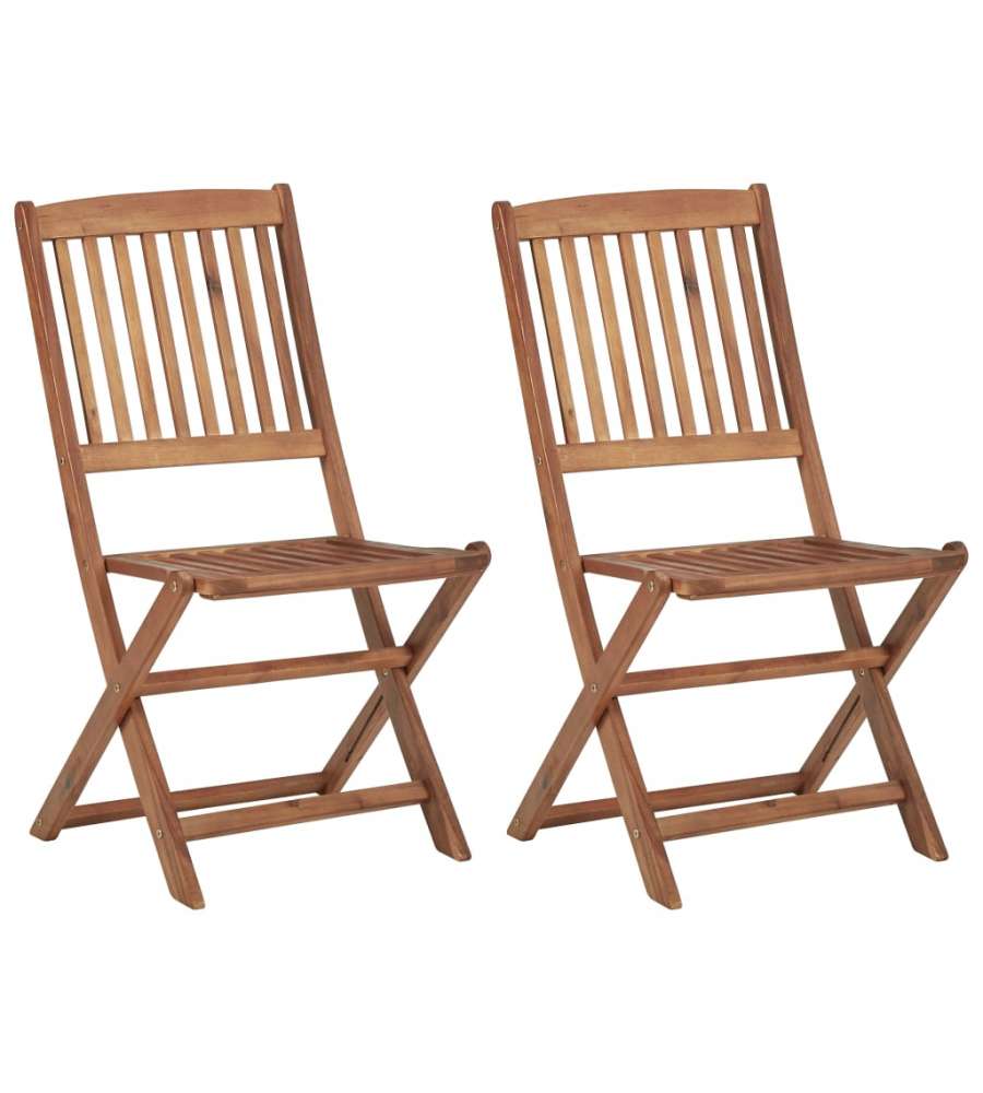 Sedie da Giardino Pieghevoli 2 pz in Legno Massello d'Acacia