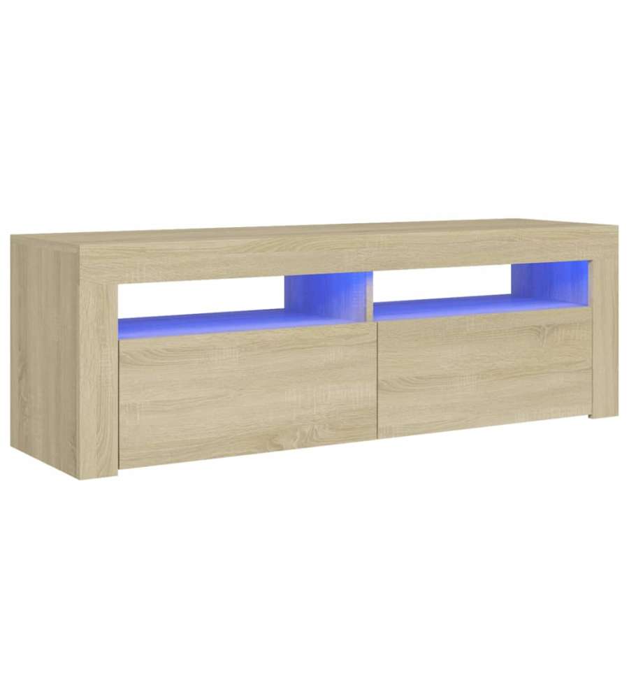 Mobile Porta TV con Luci LED Rovere Sonoma 120x35x40 cm