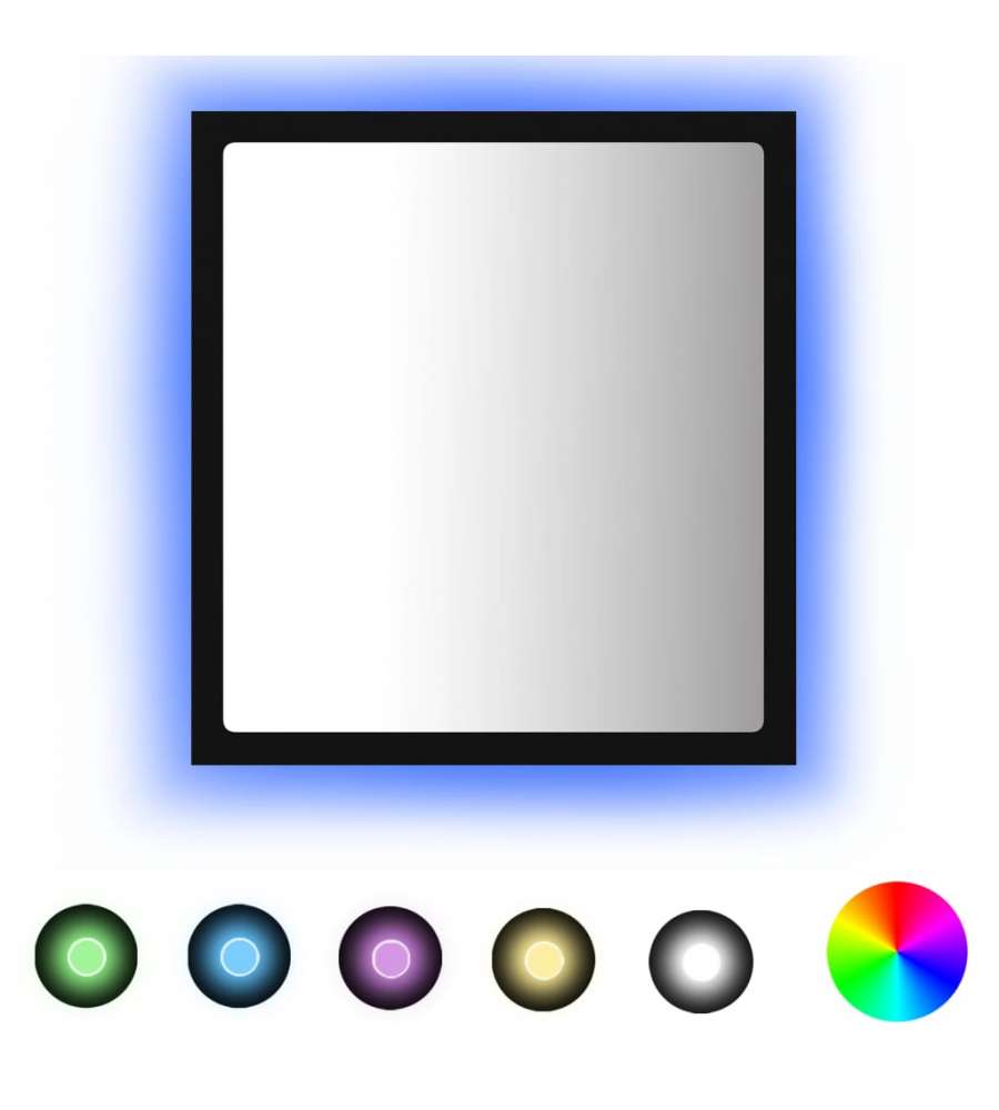 Specchio da Bagno a LED Nero 40x8,5x37 cm in Acrilico
