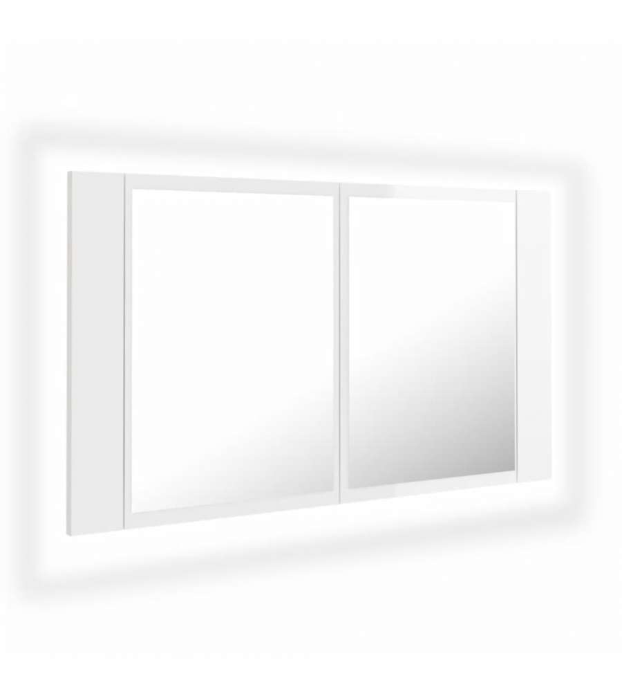 Armadietto a Specchio con Luci LED Bianco Lucido in Acrilico