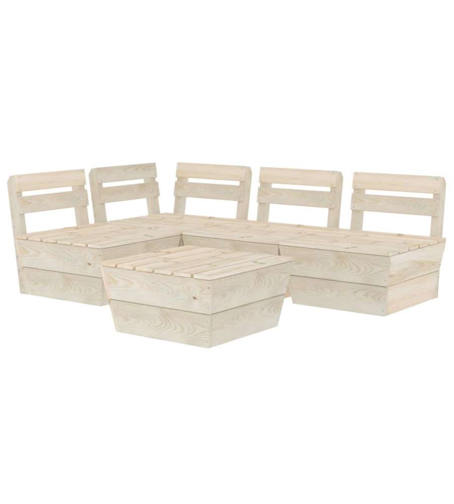 Set Divani da Giardino su Pallet 5 pz in Legno Abete Impregnato 3063716