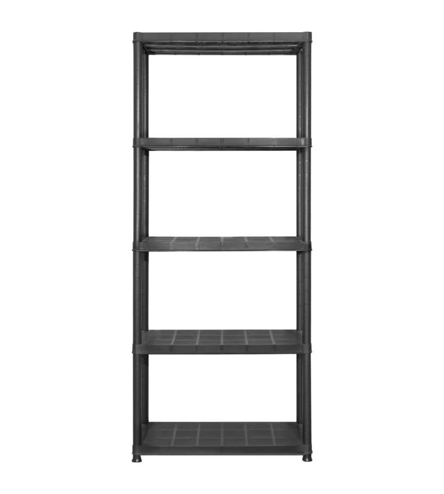 Scaffale a 5 Ripiani Nero 142x38x170 cm in Plastica