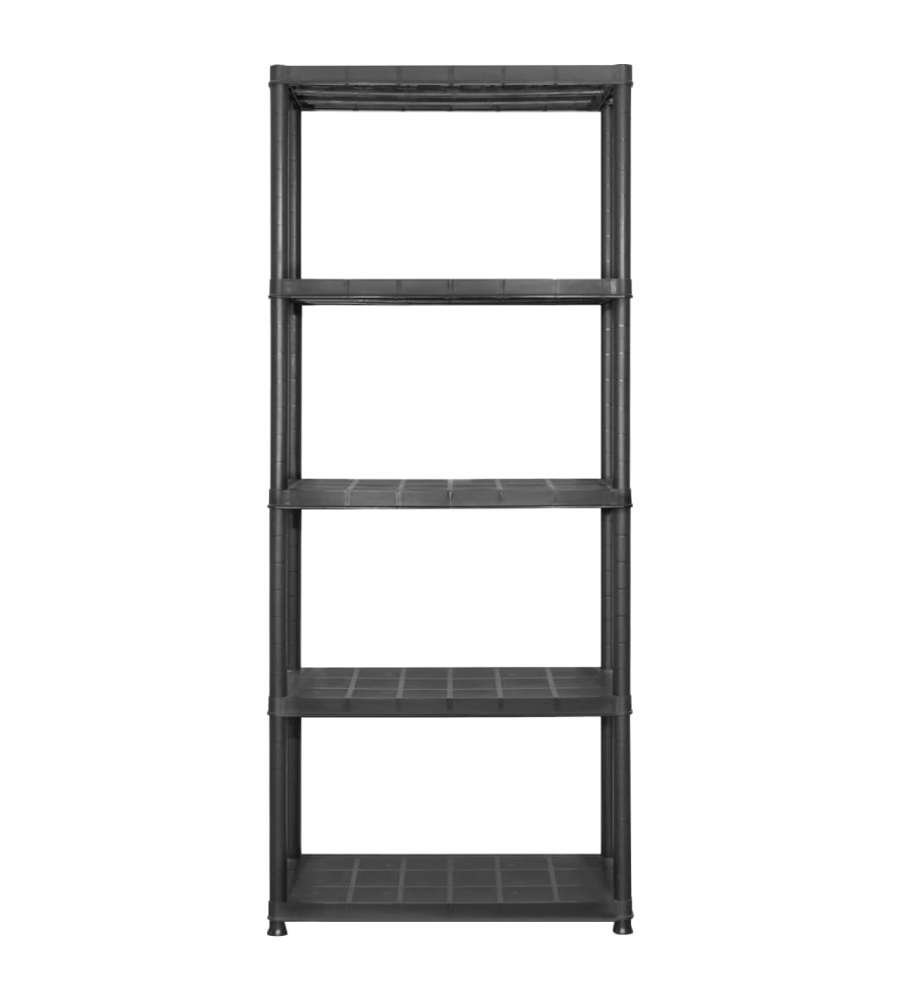 Scaffale a 5 Ripiani Nero 213x38x170 cm in Plastica