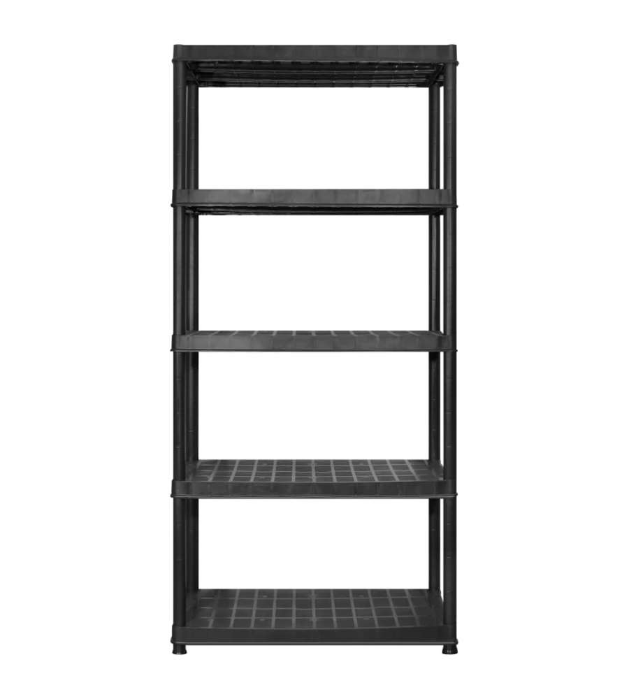 Scaffale a 5 Ripiani Nero 274,5x45,7x185 cm in Plastica