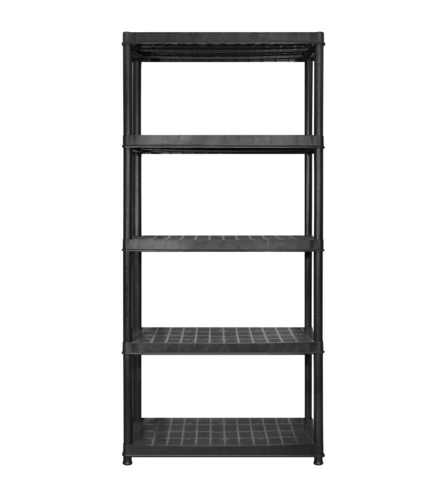 Scaffale a 5 Ripiani Nero 340x40x185 cm in Plastica