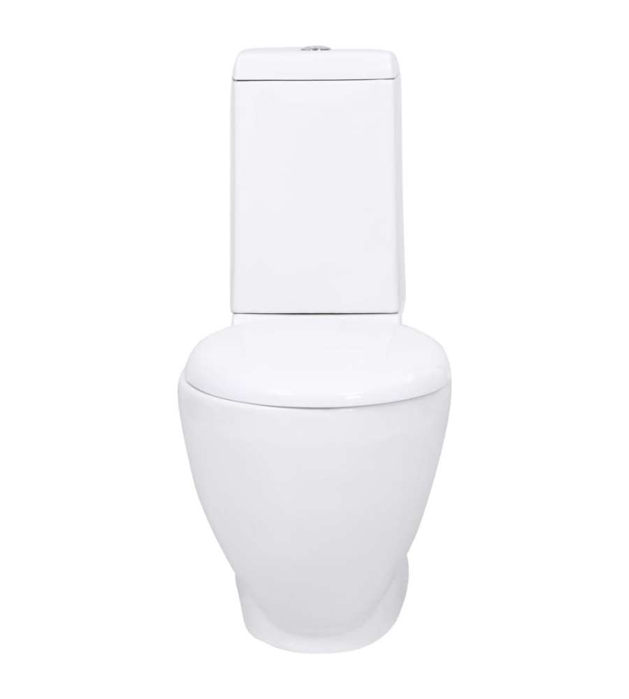 Vaso WC in Ceramica da Bagno Rotondo Base con Scarico Bianco