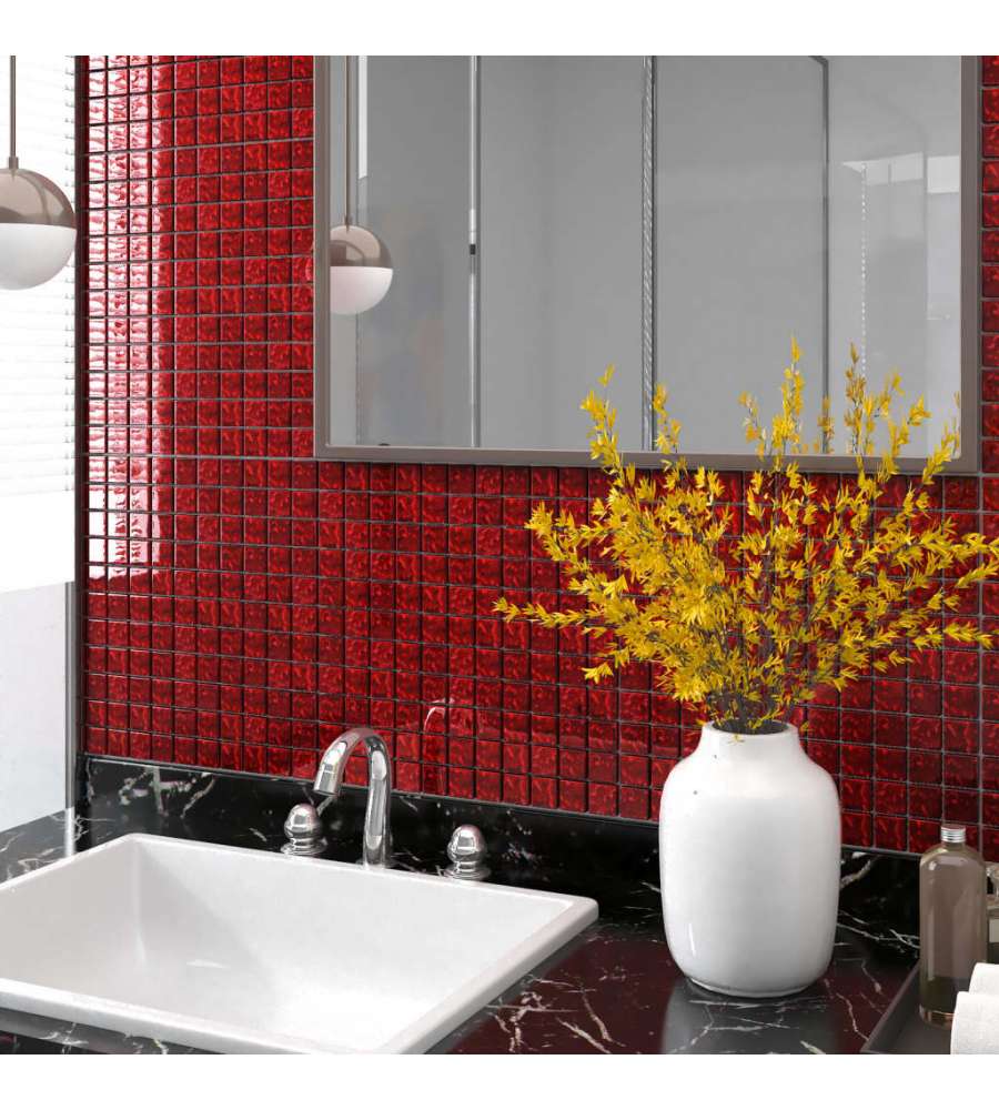 Piastrelle Mosaico 11 pz Rosso 30x30 cm in Vetro