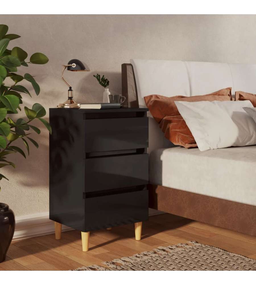 vidaXL Comodini Chic in Legno 2 pz Nero Lucido 40x35x69 cm - Stile Scandinavo